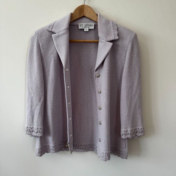 St. John Collection Women's Lavendar Sweater Blazer Size 4 - Picture 2 of 8
